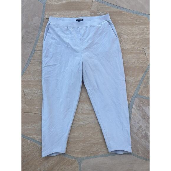 EILEEN FISHER Pants Women Large Gray Straight Leg Crop Ankle Pull On Crepe - Picture 1 of 7